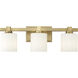 None 3 Light 22 inch Vintage Brass Bathroom Vanity Light Wall Light